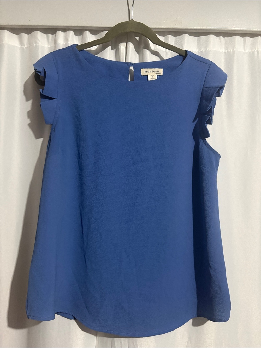 Monteau Cobalt Blue Ruffle Cap Sleeve Camisole